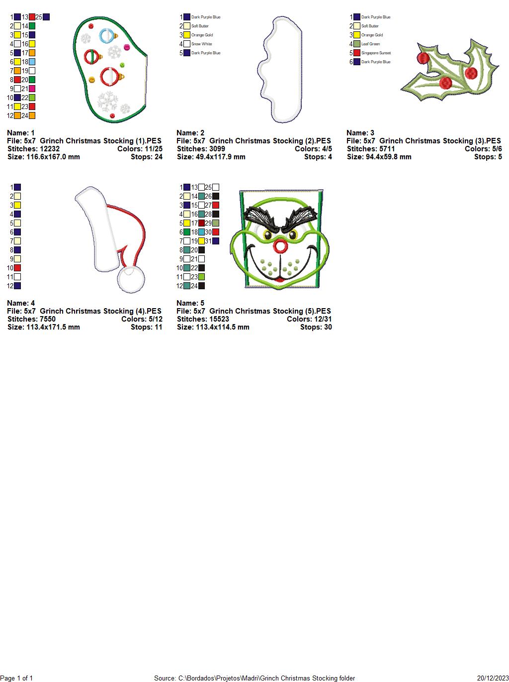 Grinch Christmas Stocking - ITH Project - Machine Embroidery Design