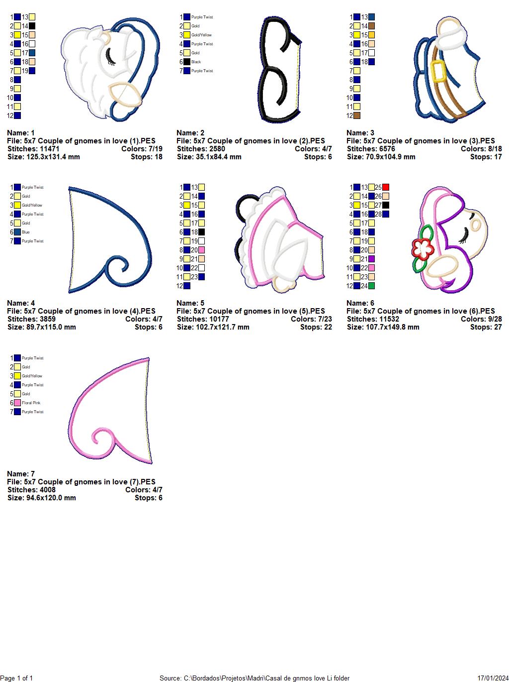 Love Gnomes Couple Valentine's Day - ITH Project - Machine Embroidery Design