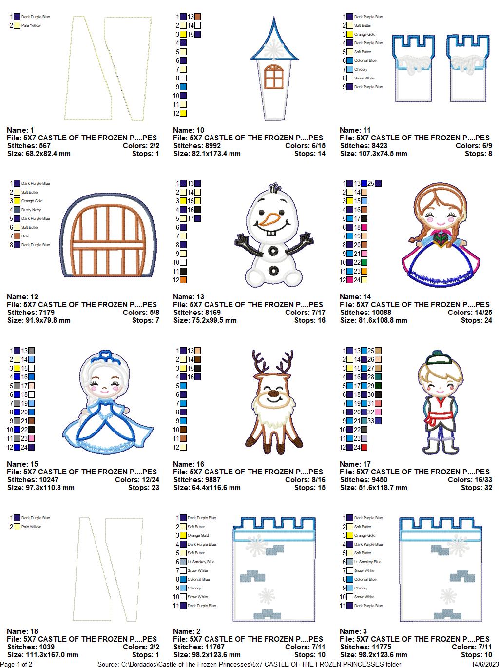 Castle of The Frozen Princesses - ITH Project - Machine Embroidery Design