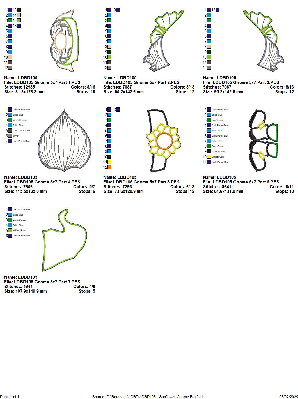 Garden Gnome Sunflower - ITH Project - Machine Embroidery Design