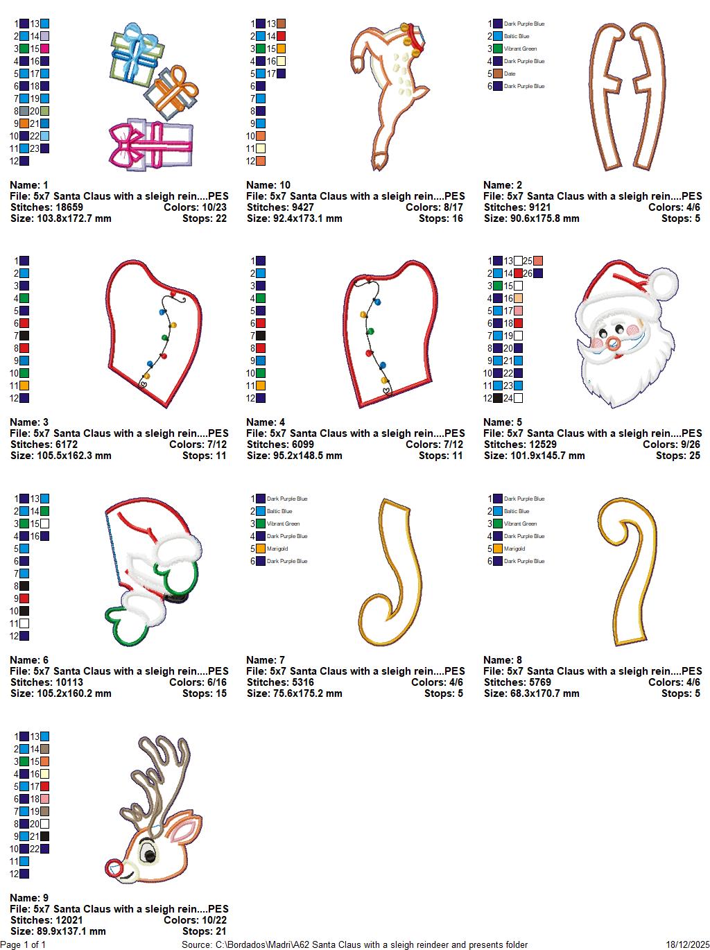 Santa Sleigh with Reindeer and Presents – ITH Project – Machine Embroidery Design