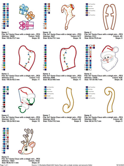 Santa Sleigh with Reindeer and Presents – ITH Project – Machine Embroidery Design