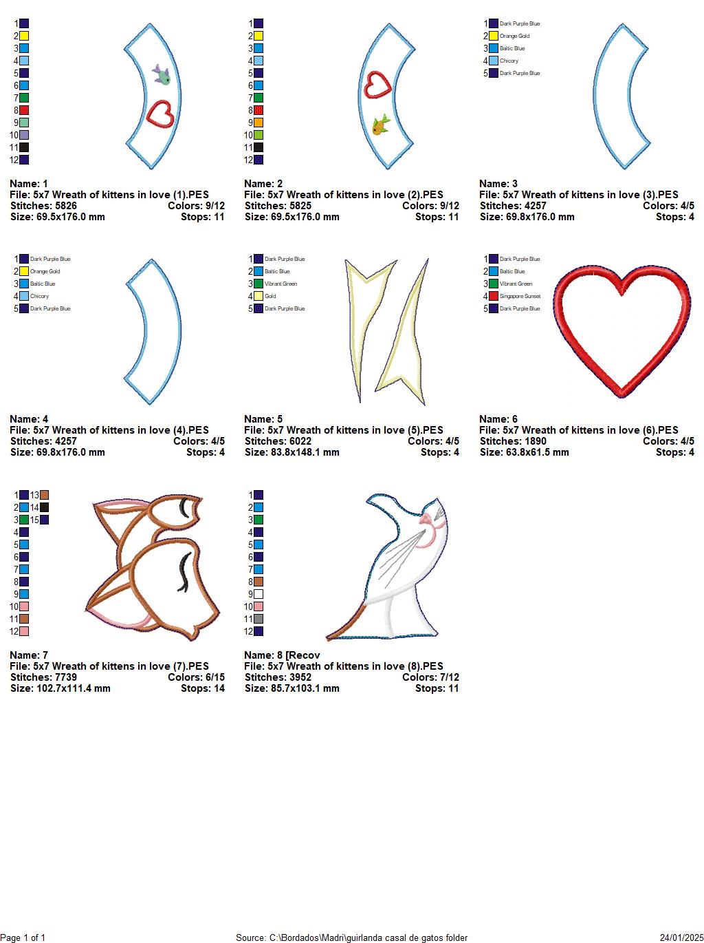 Kittens in Love Wreath - ITH Project - Machine Embroidery Design