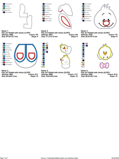 Bunny with Chicks - ITH Project - Machine Embroidery Design