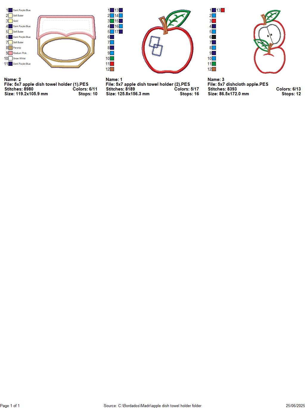 Red Apples Towel Holder – ITH Project – Machine Embroidery Design