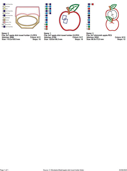 Red Apples Towel Holder – ITH Project – Machine Embroidery Design