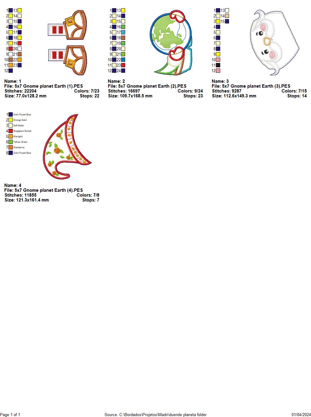 Gnome planet Earth - ITH Project - Machine Embroidery Design