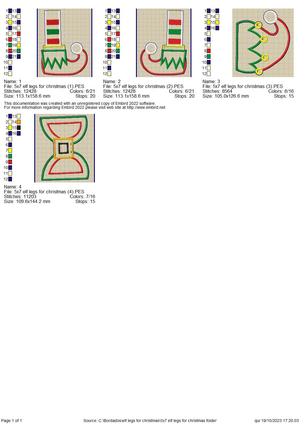 Elf Legs Christmas - ITH Project - Machine Embroidery Design