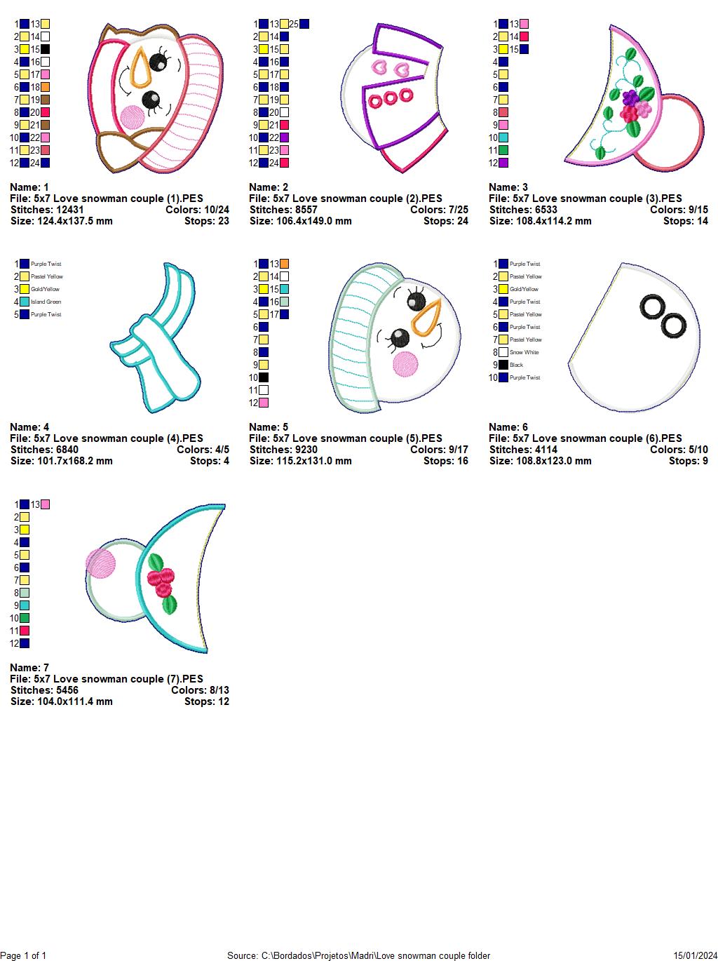 Love Snowman Couple - ITH Project - Machine Embroidery Design