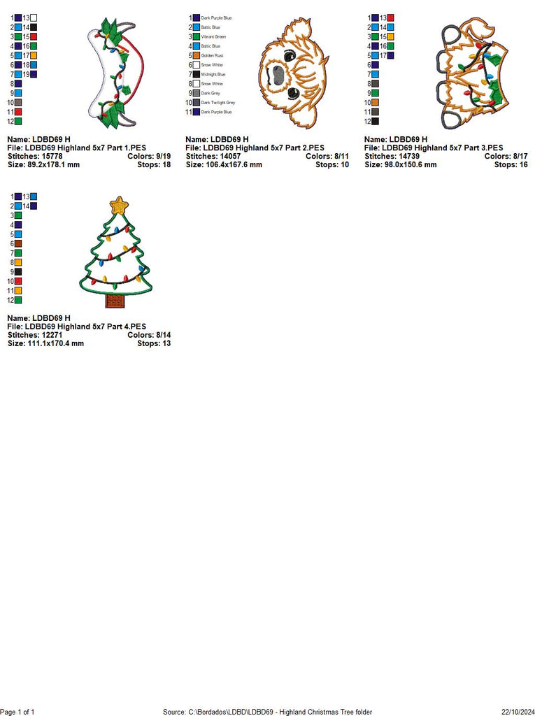 Christmas Highland Cow Set - ITH Project - Machine Embroidery Design