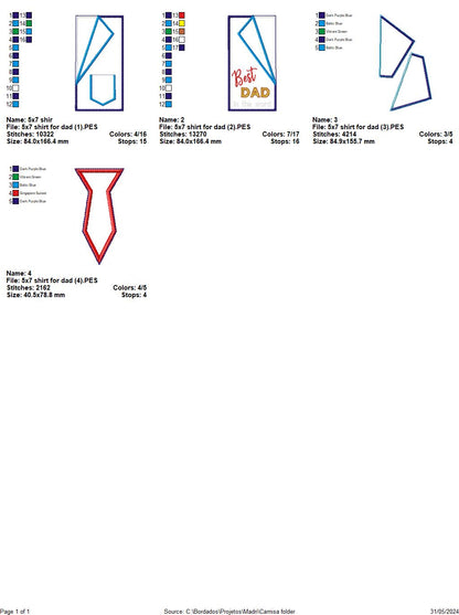 Happy Father's Shirt for dad Ornament - ITH Project - Machine Embroidery Design