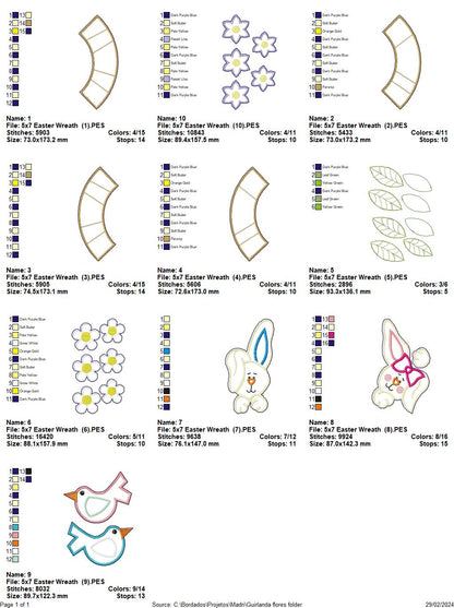 Flower garland with rabbits - ITH Project - Machine Embroidery Design