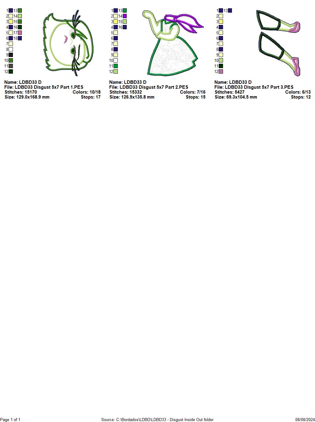 Inside Out Set of 9 Designs - ITH Project - Machine Embroidery Design