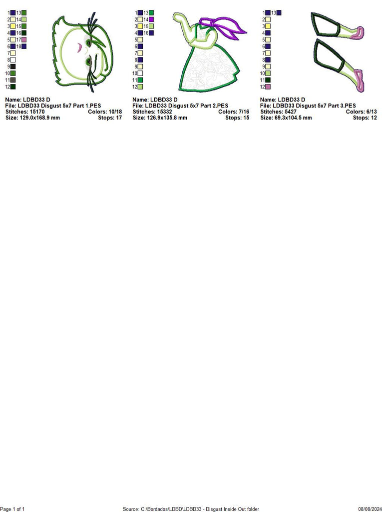 Disgust Inside Out - ITH Project - Machine Embroidery Design