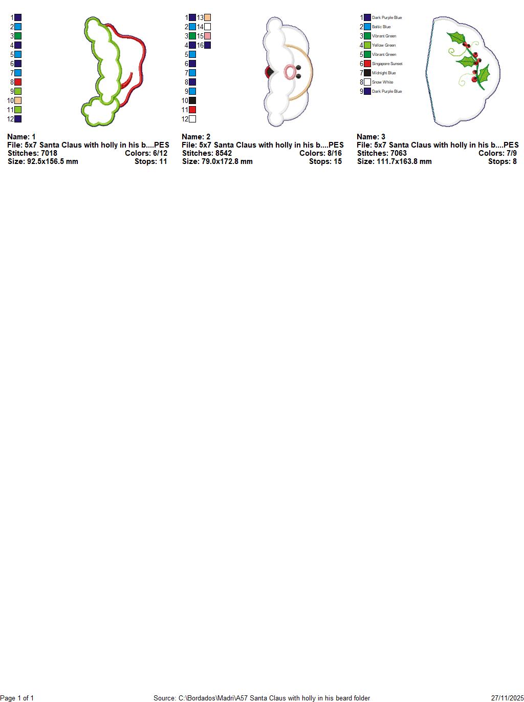 Santa Claus with Holly in his Beard Door Hanger – ITH Project – Machine Embroidery Design