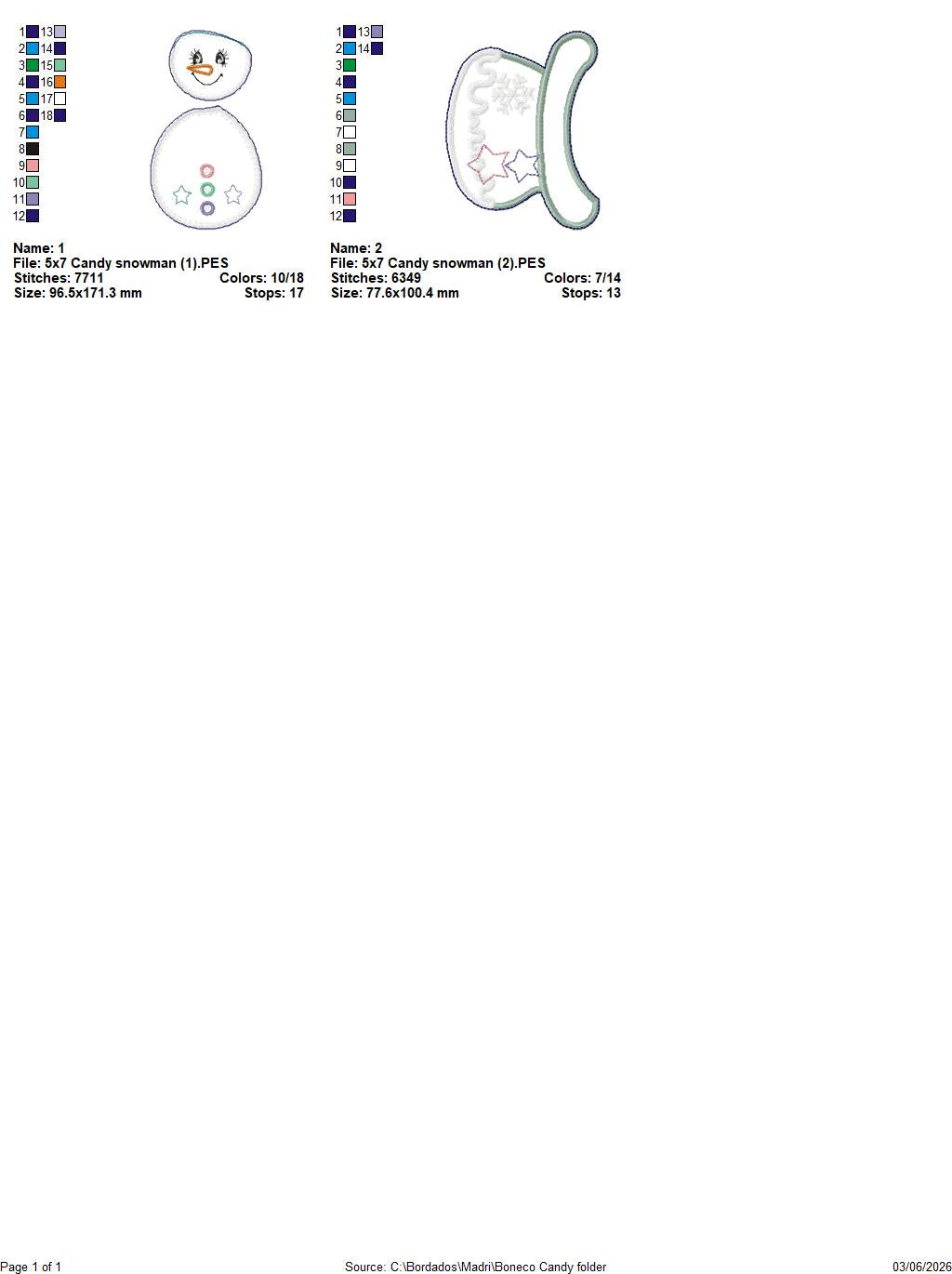 Candy Snowman – ITH Project – Machine Embroidery Design