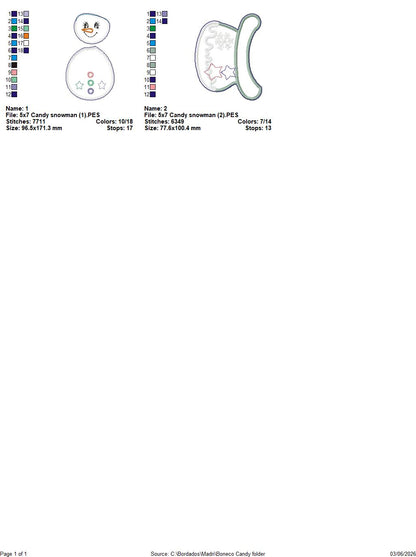 Candy Snowman – ITH Project – Machine Embroidery Design