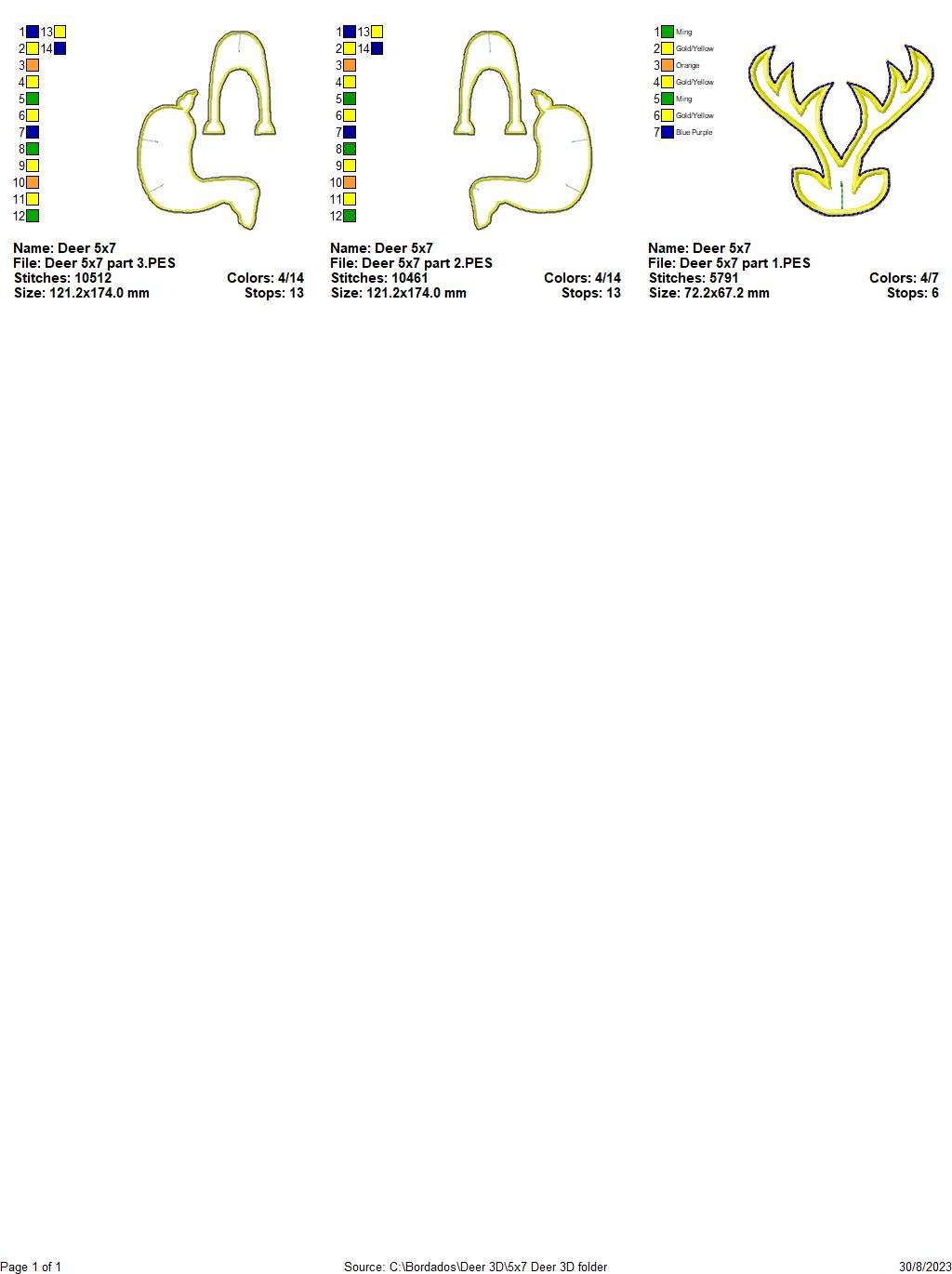 Deer 3D Project - ITH Project - Machine Embroidery Design