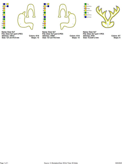 Deer 3D Project - ITH Project - Machine Embroidery Design