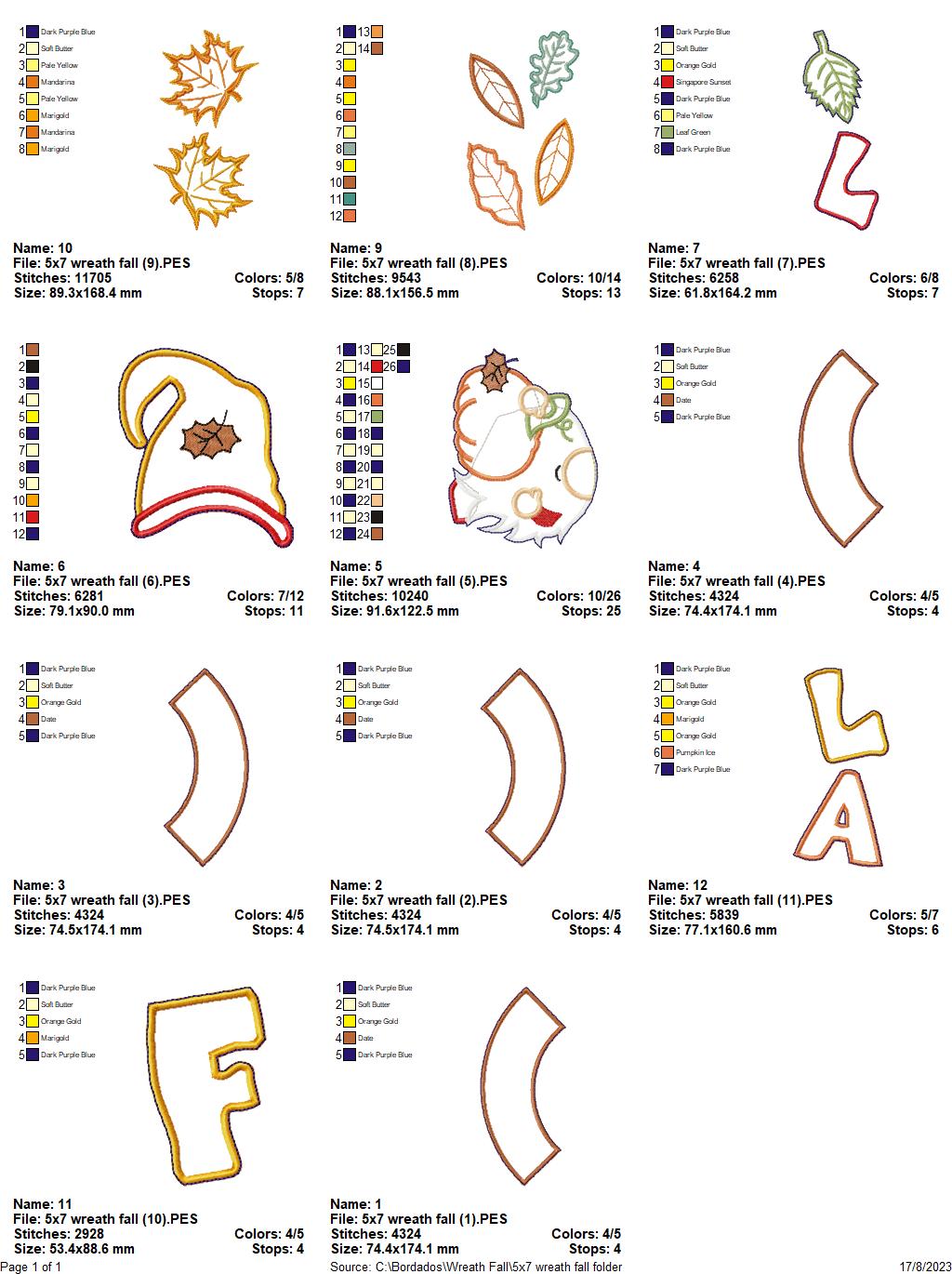 Autumn Gnome Wreath - ITH Project - Machine Embroidery Design