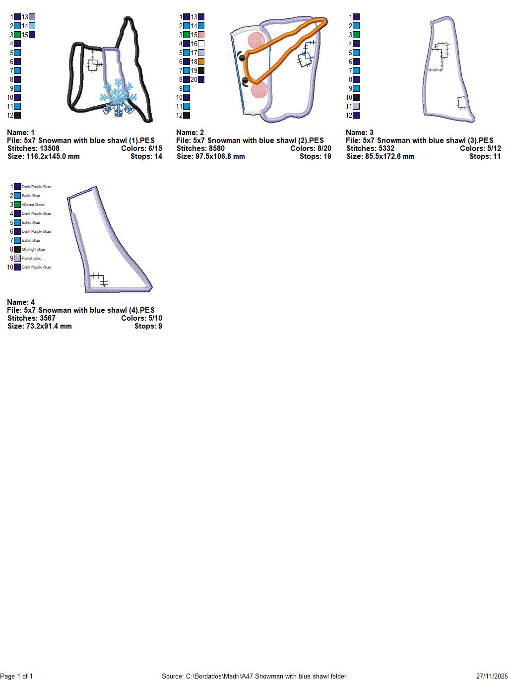 Snowman With Blue Scarf Door Hanger – ITH Project – Machine Embroidery Design