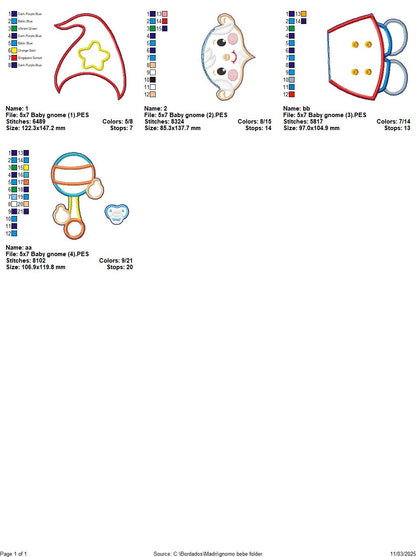 Baby Gnome Ornament - ITH Project - Machine Embroidery Design