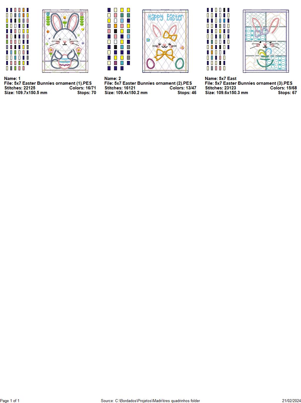 Easter Bunnies Ornament - ITH Project - Machine Embroidery Design