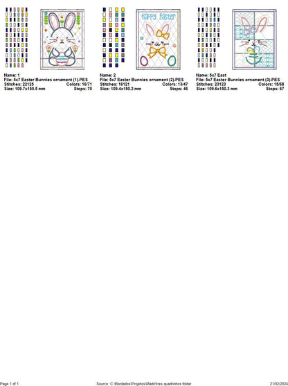 Easter Bunnies Ornament - ITH Project - Machine Embroidery Design