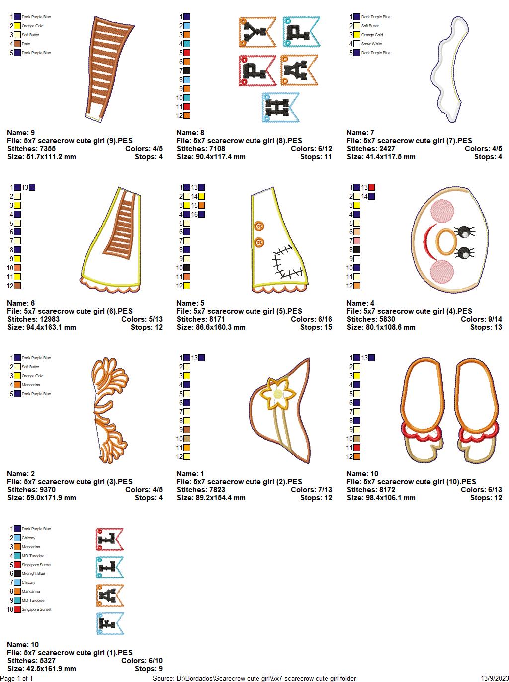 Scarecrow Couple Set Ornament - ITH Project - Machine Embroidery Design