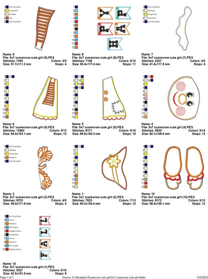 Scarecrow Couple Set Ornament - ITH Project - Machine Embroidery Design