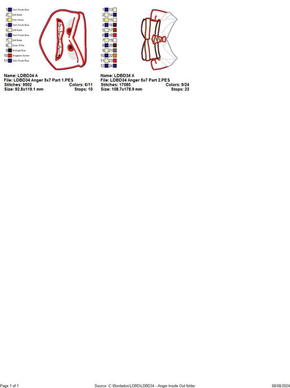 Inside Out Set of 9 Designs - ITH Project - Machine Embroidery Design