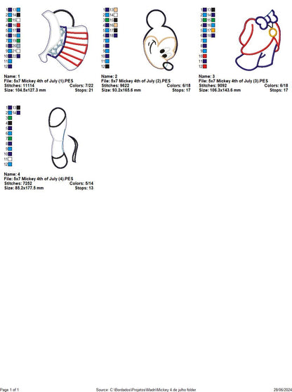 Mickey 4th of July - ITH Project - Machine Embroidery Design