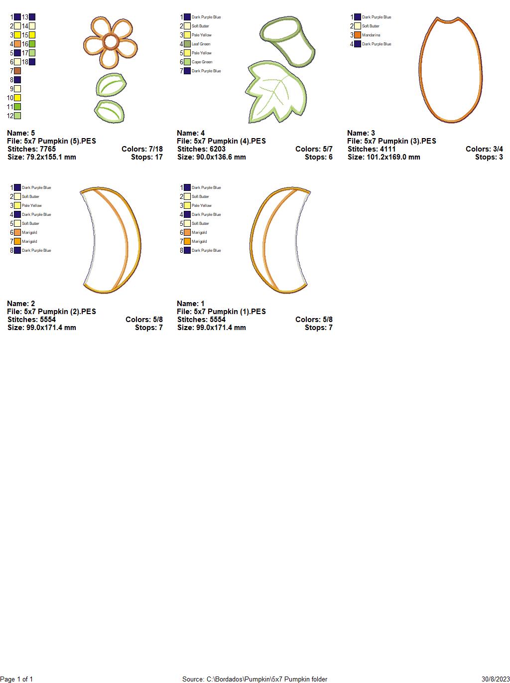 Pumpkin  Ornament - ITH Project - Machine Embroidery Design