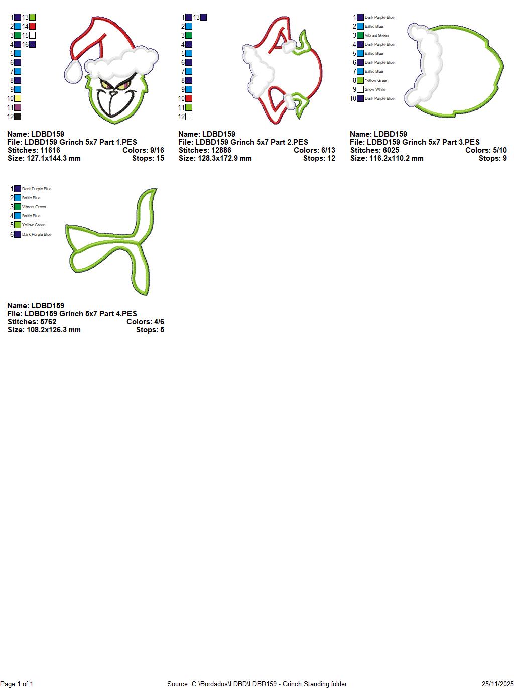 Tall Grinch Door Hanger – ITH Project – Machine Embroidery Design