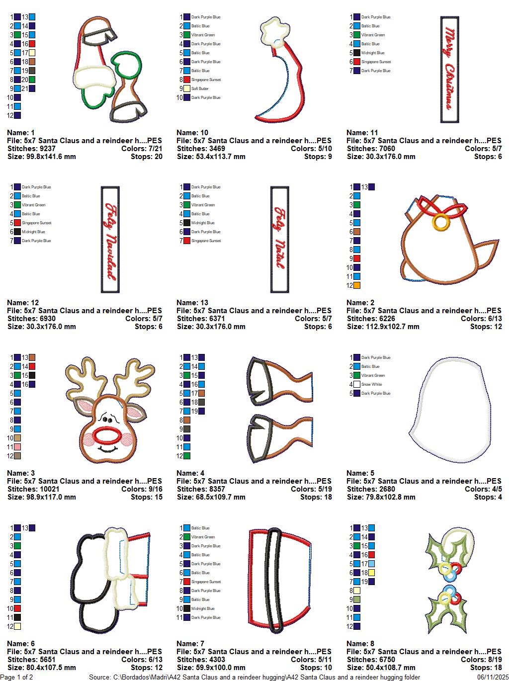 Santa and Reindeer – ITH Project – Machine Embroidery Design