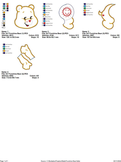 Funshine Bear Care Bears - ITH Project - Machine Embroidery Design