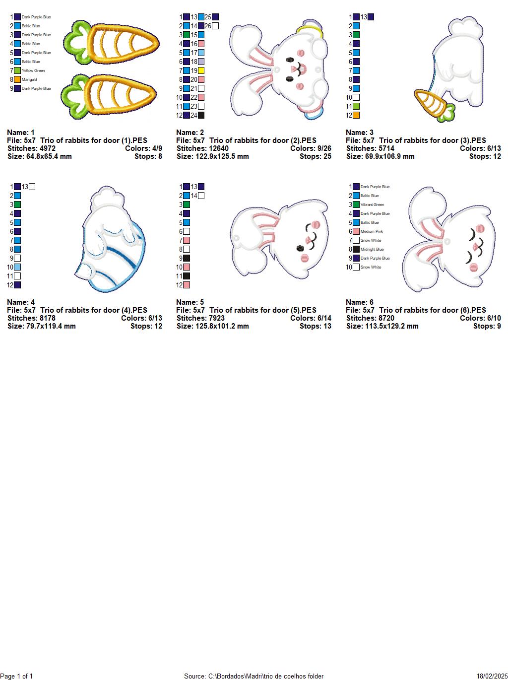 Trio of rabbits for door - ITH Project - Machine Embroidery Design