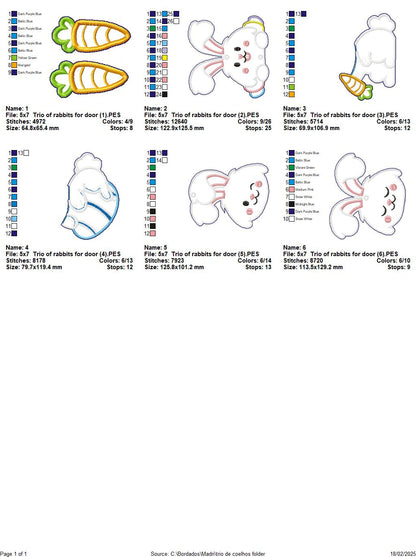 Trio of rabbits for door - ITH Project - Machine Embroidery Design