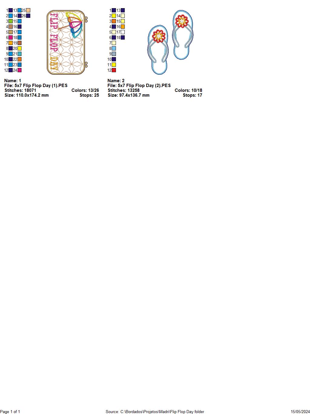 Summer Flip Flops Door Ornament - ITH Project - Machine Embroidery Design