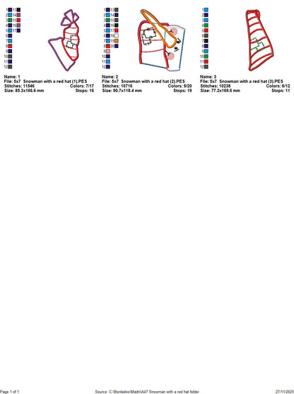 Red Hat Snowman Door Hanger – ITH Project – Machine Embroidery Design