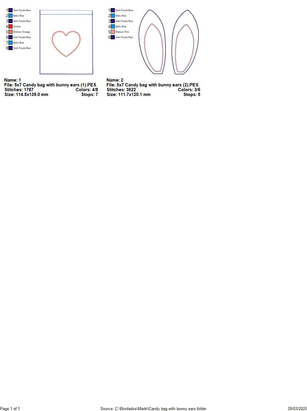 Candy bag with bunny ears   - ITH Project - Machine Embroidery Design