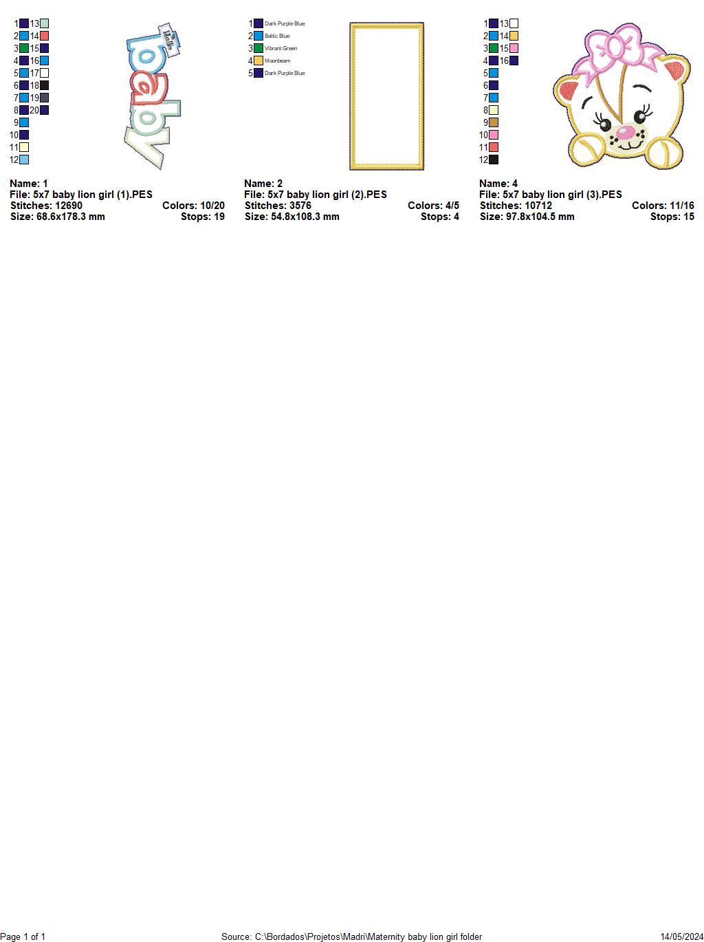 Nursery Baby Lion Girl - ITH Project - Machine Embroidery Design