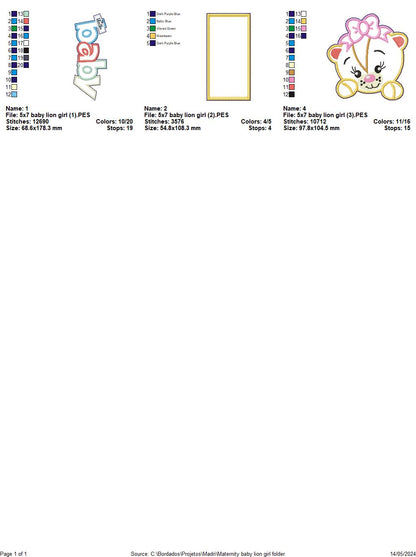 Nursery Baby Lion Girl - ITH Project - Machine Embroidery Design