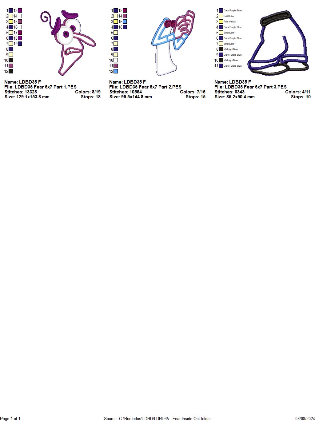 Inside Out Set of 9 Designs - ITH Project - Machine Embroidery Design