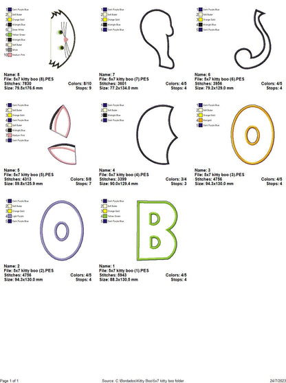 Halloween Kitty Boo - ITH Project - Machine Embroidery Design