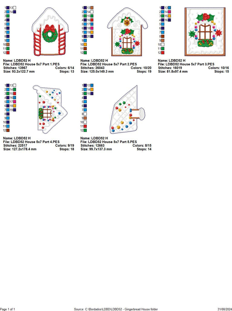 Set Christmas House and Cuckoo Clock - ITH Project - Machine Embroidery Design