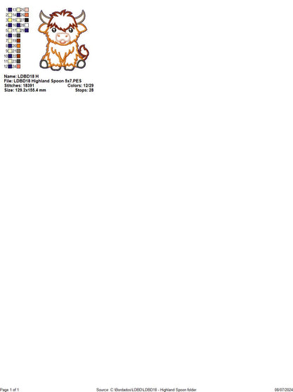 Highland Cow Kitchen Set - ITH Project - Machine Embroidery Design