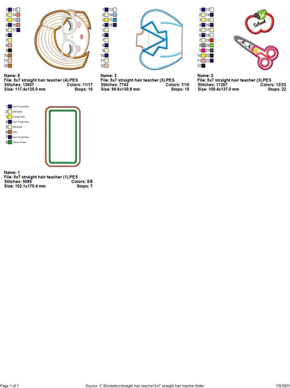 Straight Hair Teacher - ITH Project - Machine Embroidery Design