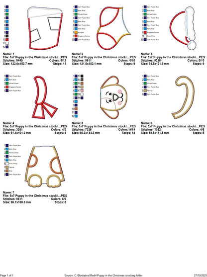 🐾 Christmas Puppy Stocking – ITH Project – Machine Embroidery Design