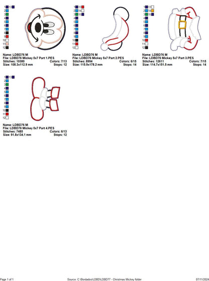 Mickey Christmas - ITH Project - Machine Embroidery Design